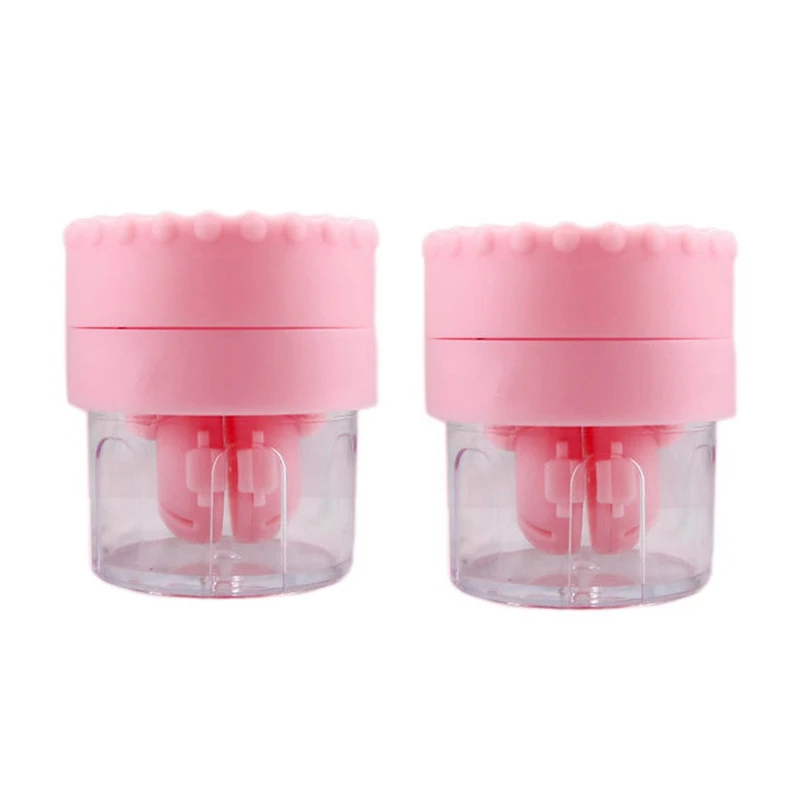 

2Pcs Contact Lens Cleaner Case +Contact Case Set Portable Manually Rotatable Contact Lens Washer Pink