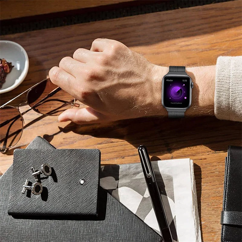 Milanese Metal Loop Strap For Apple Watch Band UItra 49mm 45mm 44mm 42mm 41mm 40mm 38mm Magnetic Bracelet iWatch 8 7 6 5 SE 4 3