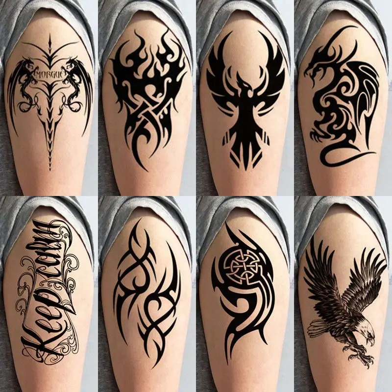 

Тату-наклейка женская черно-белая на половину руки, водостойкая