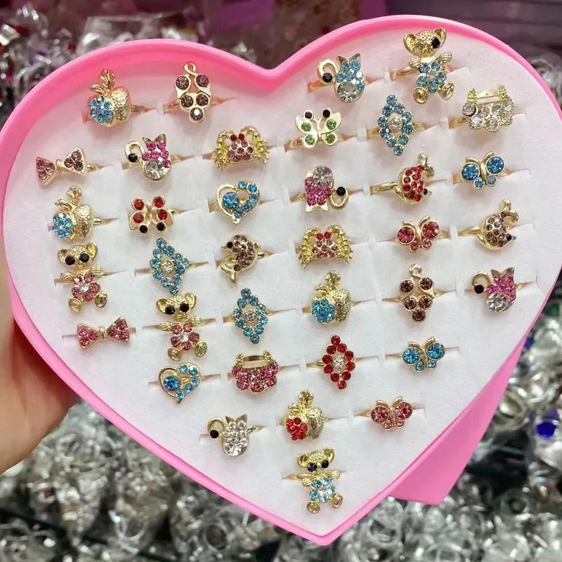10 шт. милые Мультяшные Детские Кольца Kawaii дети девочки цветок сплав перстень