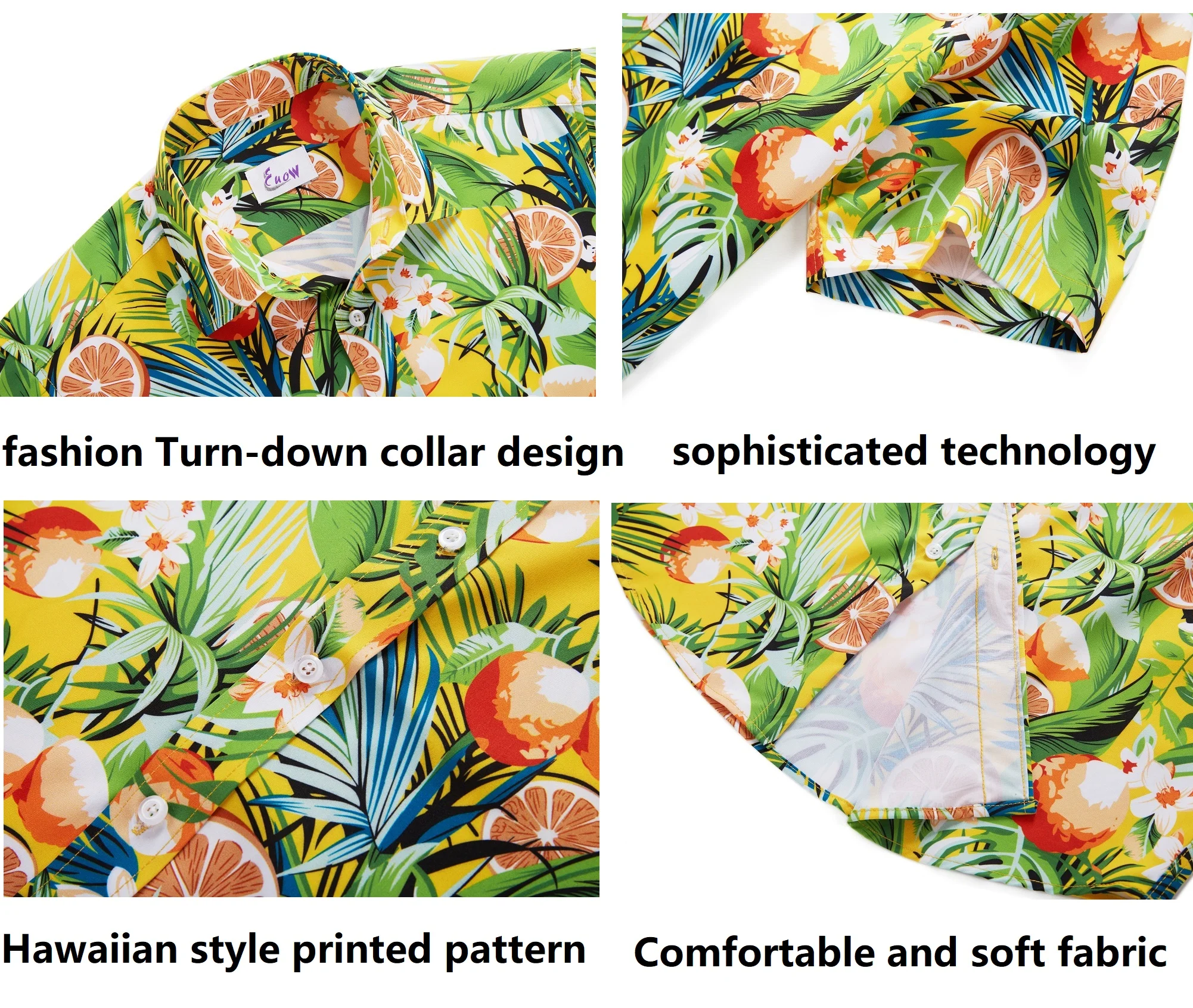 Euow Loose Breathable Trendy Cool Fashion Hawaiian Shirts Men 2022 Beach Party Tops Short Sleeves Summer Men's Aloha Shirts
