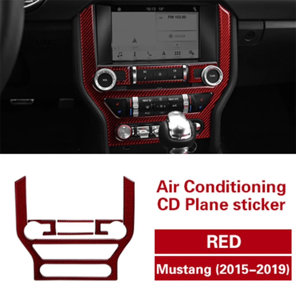 

Карбоновая центральная консоль Air CD Панель рамка отделка автомобильный переключатель панель наклейка крышка полоса для Ford Mustang 2015-2023