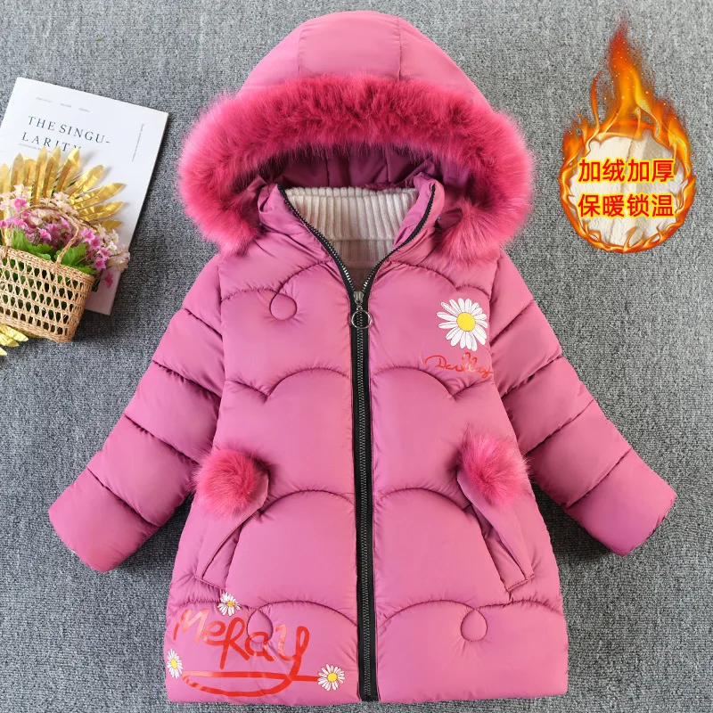

Пуховик для девочек, куртка, хлопковая верхняя одежда, ветровка, модный утепленный бархатный зимний теплый комбинезон, детская одежда, 2023