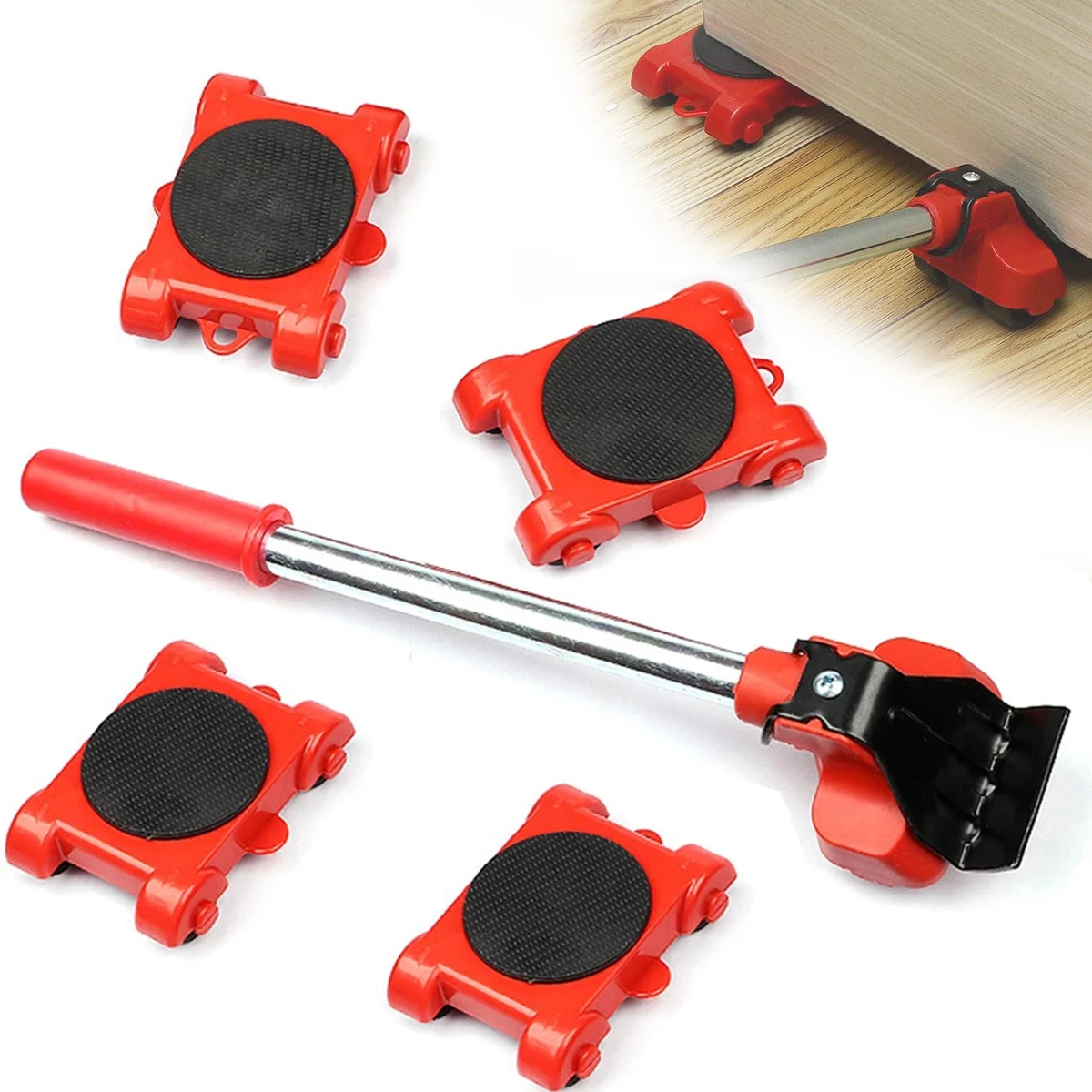 Heavy Duty Furniture Lifter Transport Tool Furniture Mover set 4 Move Roller 1 Wheel Bar for Lifting Moving Furniture Helper