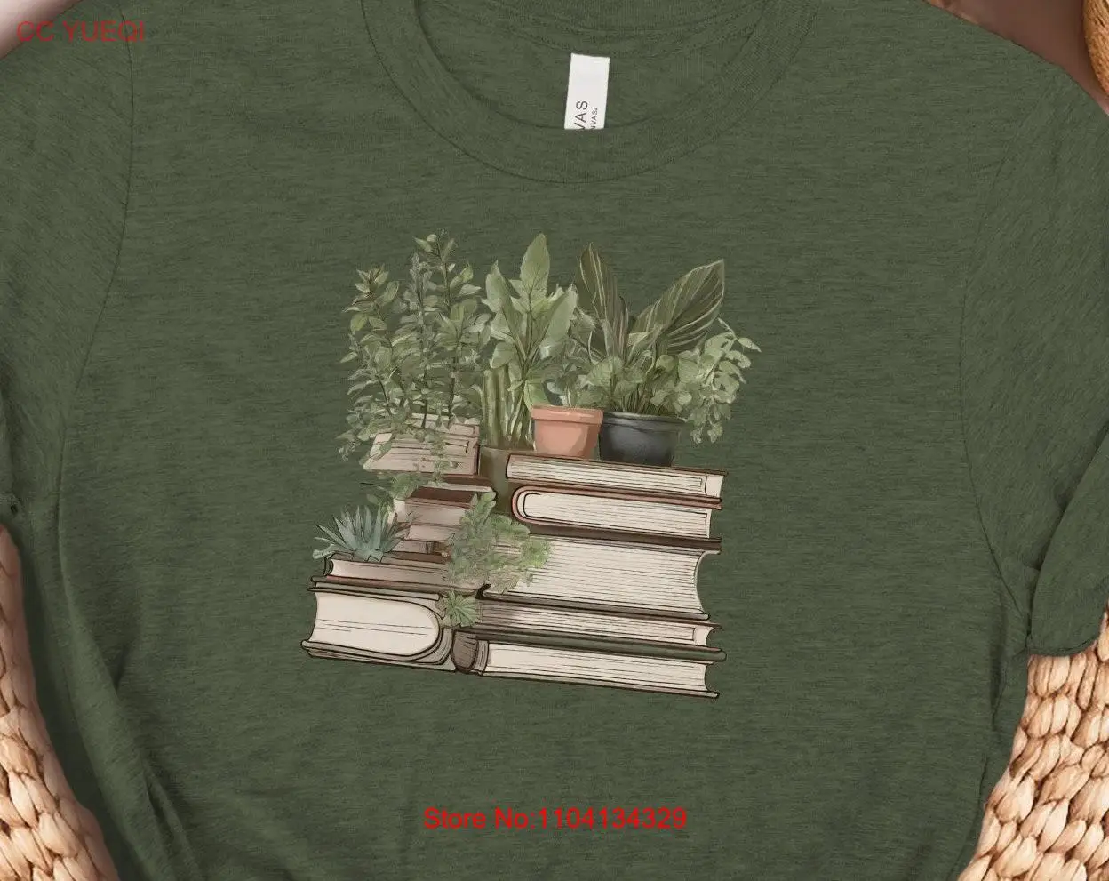 Футболка с растениями и книгами садовая библиотека стилизованные цветы твердый