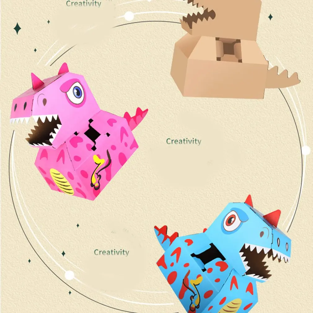 

Dinosaur Model Carton Cute Cartoon Shape Parent-child Interaction Cardboard Crafts Art Toy Carton Clothes Toy for Children