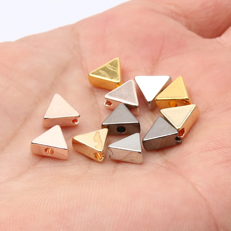 

10pcs Triangle Charms Copper Beads Metal Loose Spacer Beads For Jewelry Making Handmade Bracelet Necklace DIY Accessories 7x7mm