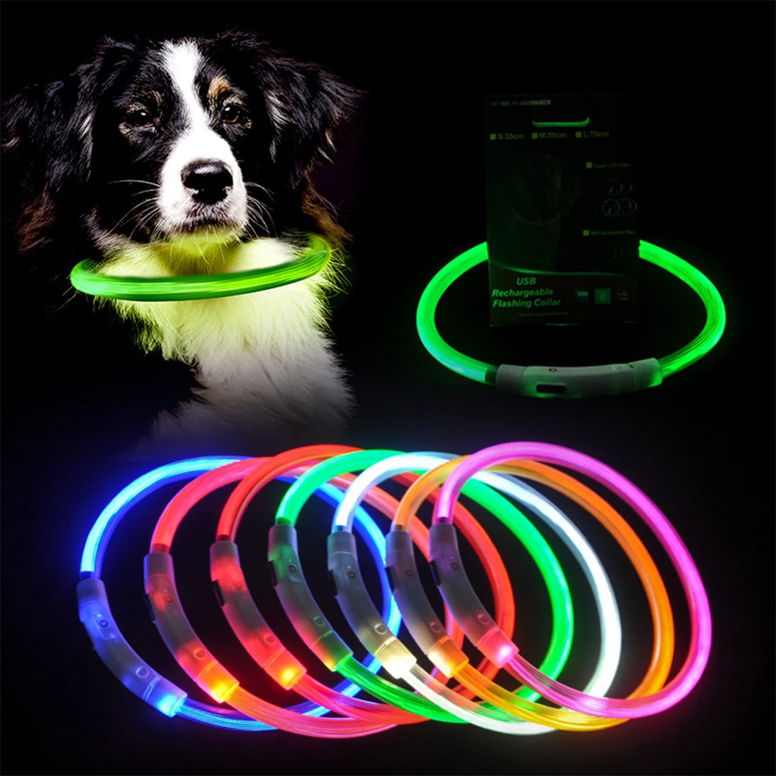 

Led Dog Collar Pet Dog Collar Night Dog Collars Glowing Luminous USB Rechargeable LED Night Safety Flashing Glow Dog Collar