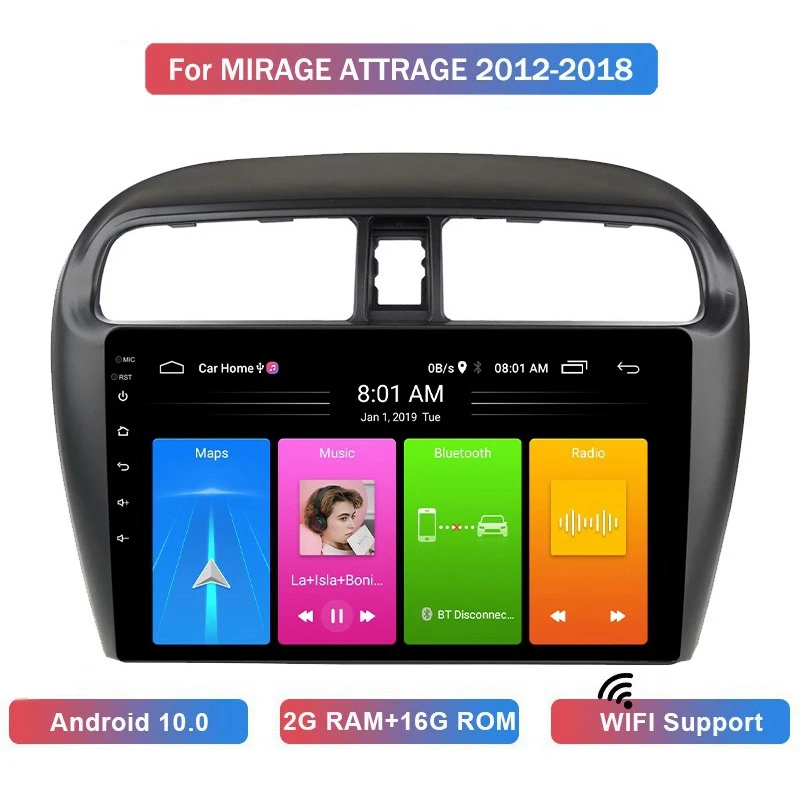 

9 Inch 2 Din Android 10.0 Car MP5 Player 2+16GB Wifi Bluetooth GPS Navigation For Mitsubishi Mirage Attrage 2012-2018