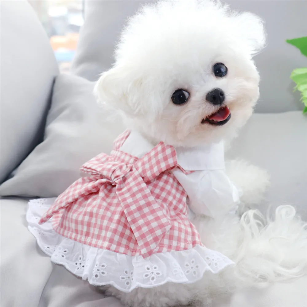 

Платье принцессы для домашних животных, весна-лето, модная клетчатая юбка, милая Дизайнерская одежда для маленьких собак и кошек, милая рубашка, модель чихуахуа