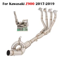 motorcycle exhaust header link pipe stainless steel front connect tube slip on 51mm muffler for kawasaki z900 2017 2019