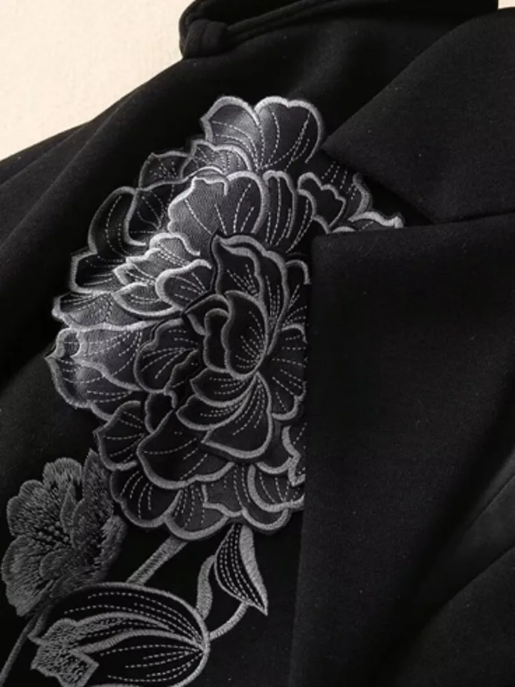 LGRQ элегантное женское винтажное шерстяное пальто с отложным воротником и