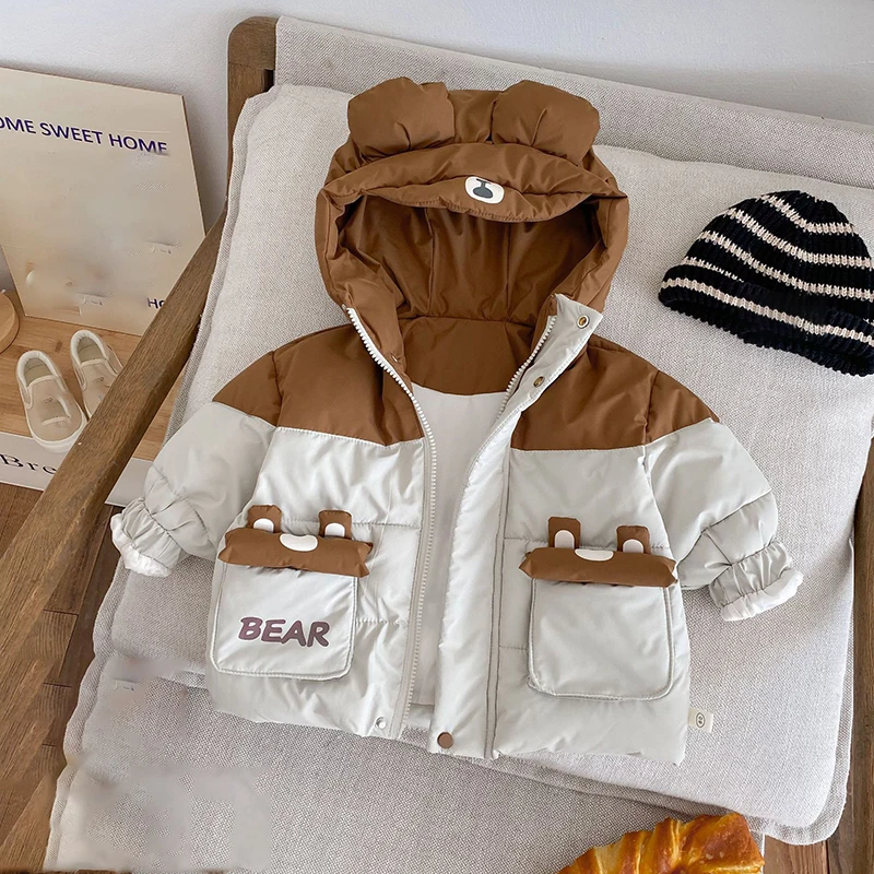 Детское теплое хлопковое пальто осенне-зимняя свободная куртка на молнии с