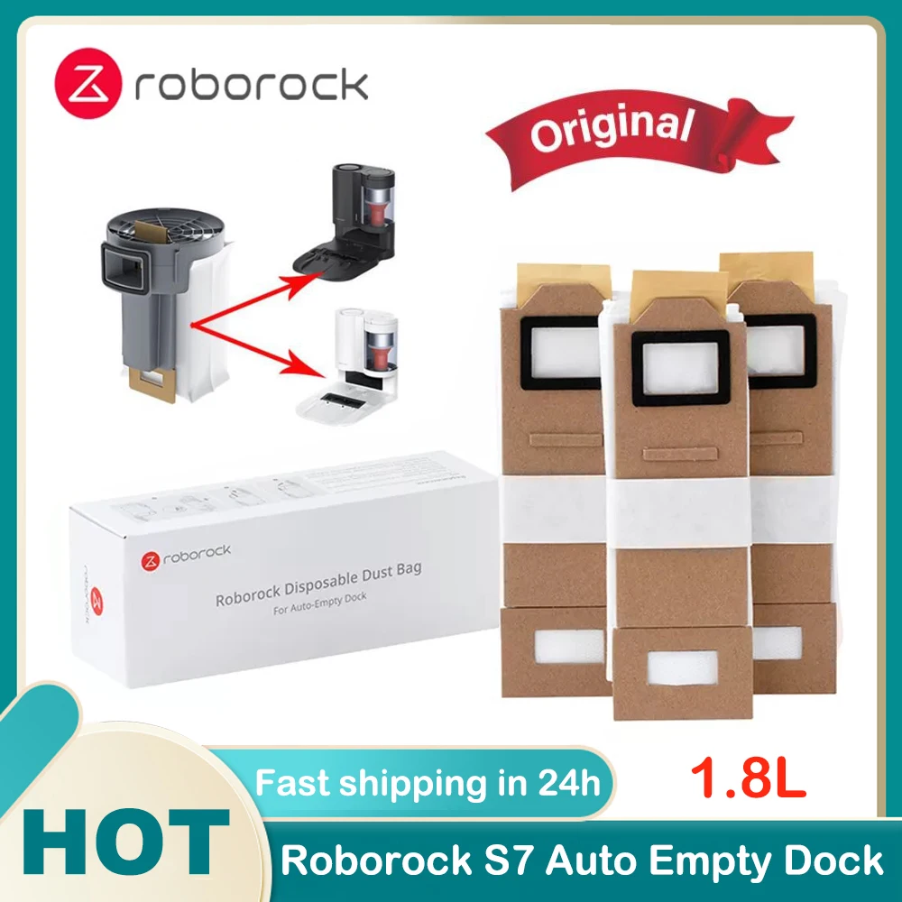 

Оригинальный Пустой Автомобильный пылесборник Roborock S7 для док-станции, аксессуары для автомобиля, аксессуары для робота-пылесоса 1,8 л, пылес...