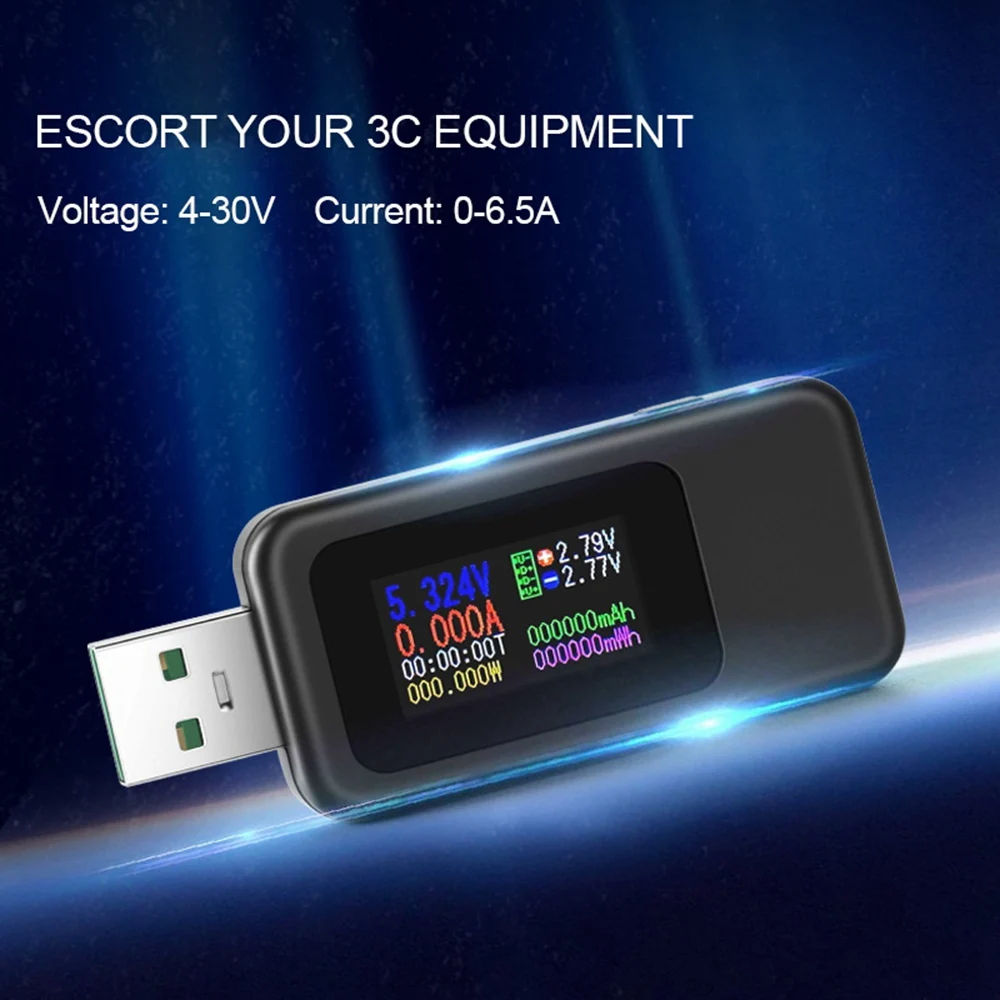 

USB-тестер, USB-измеритель мощности, 4-30 в, 0-а, тестер напряжения, мультиметр, USB-амперметр, тестер, IPS-дисплей, цветной дисплей, вольтметр, амперметр