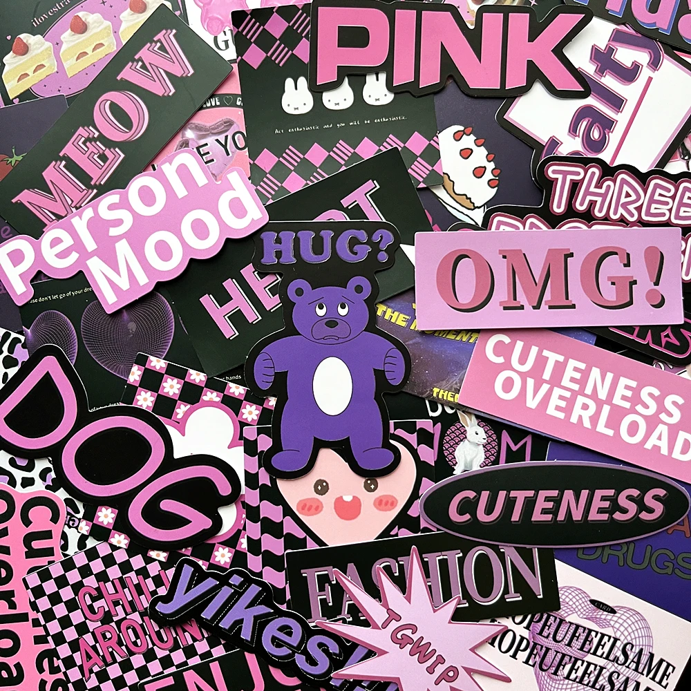 

10/55Pcs Pink Rock Music Sweety Stickers Creative Graffiti Guitar Stationery Girls Gift Bike Skateboard Helmet Laptop Kids Toys