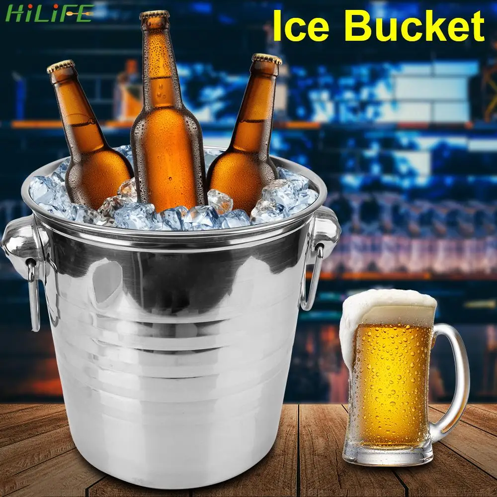 

Ice Cube Maker Wine Beer Cooler Bucket 5L Stainless Steel For KTV Bar Kitchen Party Barware Champagne Wine Beer Bucket