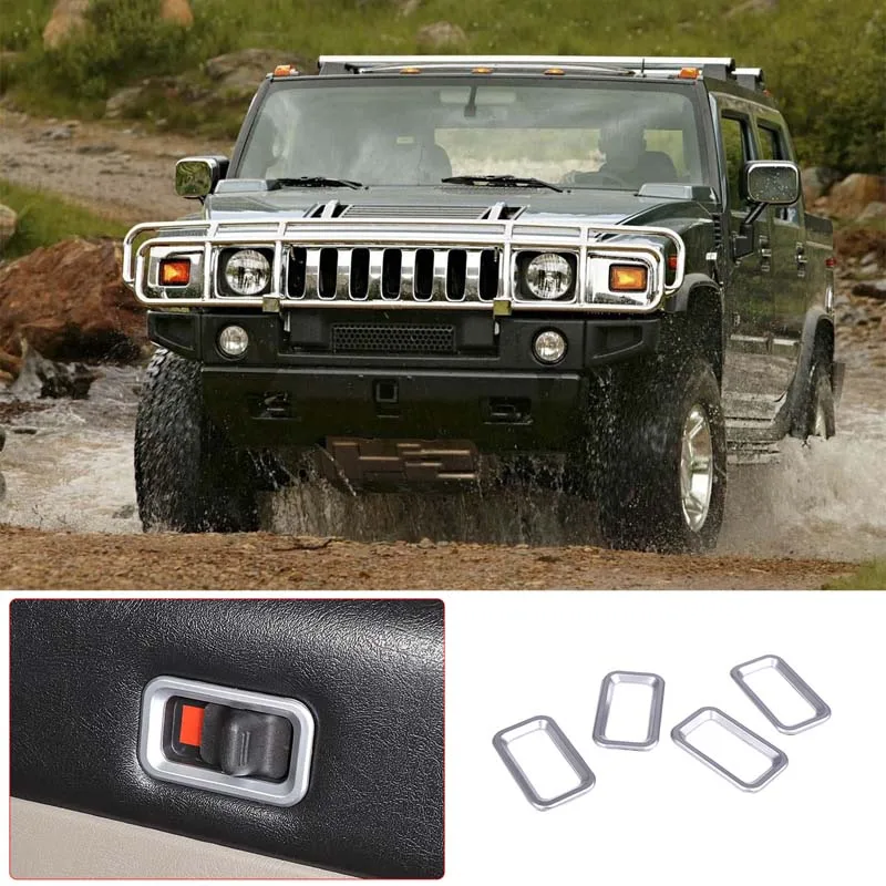 

For 2003-2007 Hummer H2 ABS silver style car styling safety lock decorative frame sticker car interior protection accessories