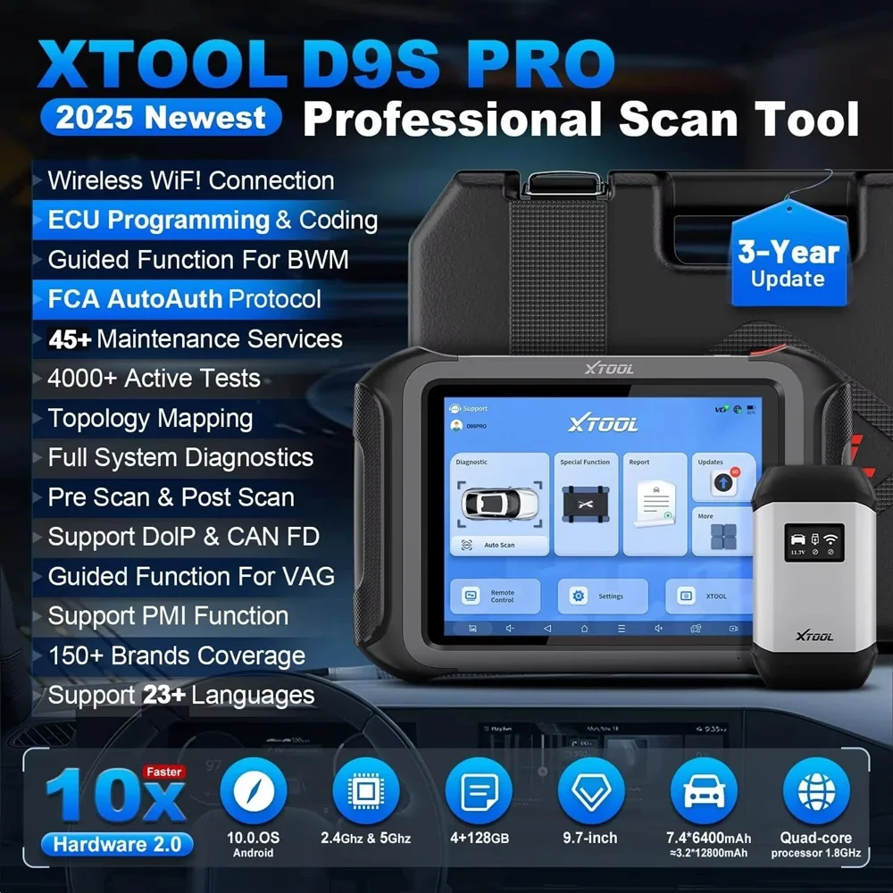 Фото Диагностический сканер XTOOL D9S Pro для автомобилей, программатор ЭБУ, устройство для полной диагностики всех систем автомобилей, доставка со склада в США №2