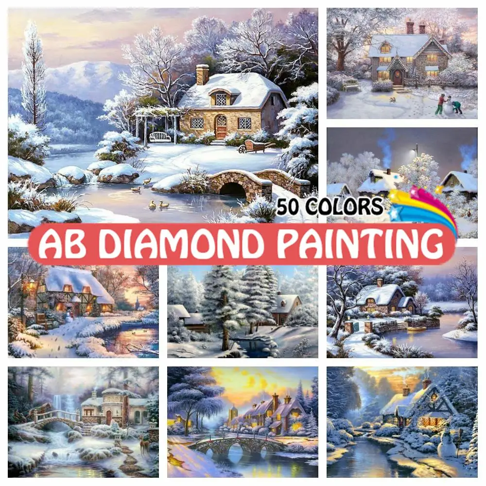 

Новая коллекция вышивка зимняя полная алмазная живопись AB горизонтальный пейзаж 50 цветов мозаика крест вышивка дом Декор
