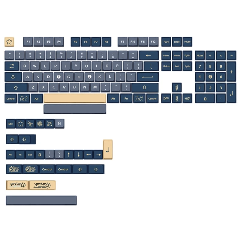 

Колпачки для клавиш Stargaze Dye Sub PBT XDA, колпачки для клавиш GK61/64/68/75/84/87/96/980/104/108 MX, механическая клавиатура с 133 клавишами