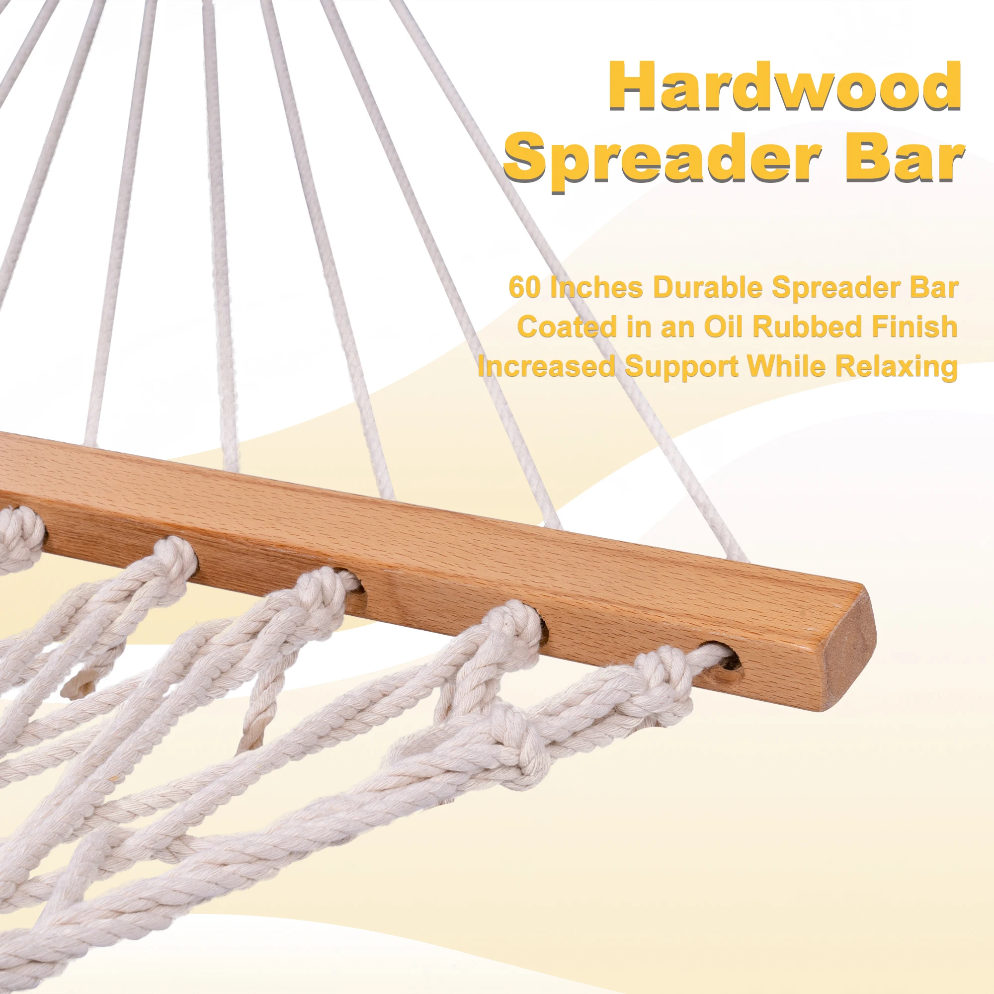 Гамак из хлопкового шнура ручной работы 13 футов с перекладинами крючками и