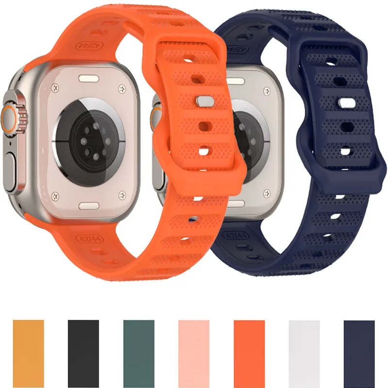

Soft Silicone Strap For Apple Watch Band 45mm 44mm 42mm 41mm 40mm Sport Bracelet iwatch Series 8 7 6 5 4 SE Ultra 49mm watchband