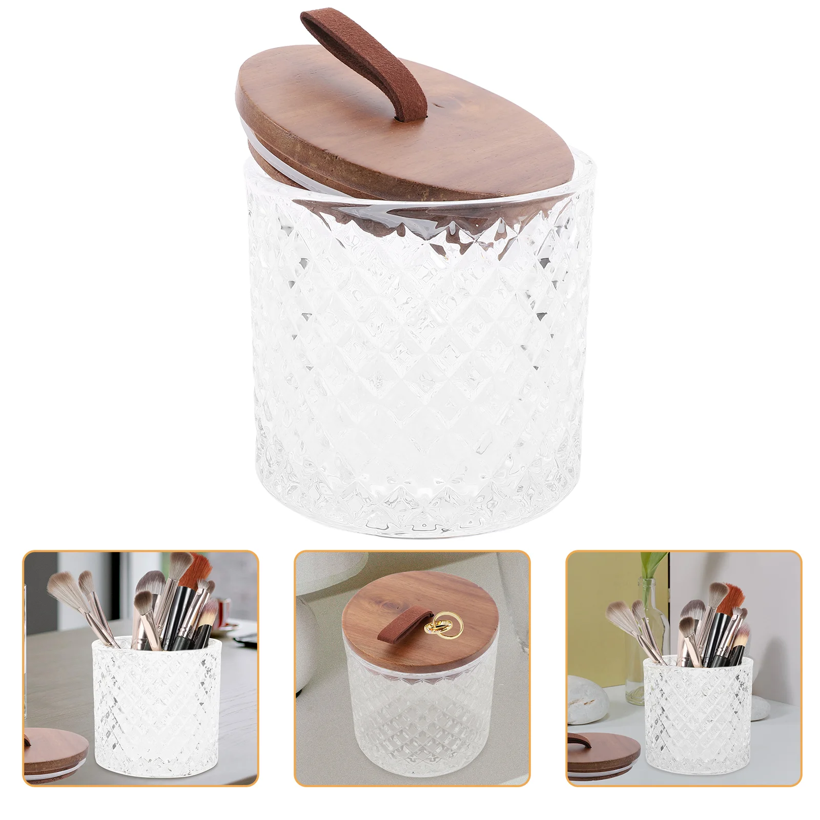 

Kitchen Canisters Coffee Containers Flour Sealing Cap Glass Jars Airtight Lid Wood Sugar Food Storage