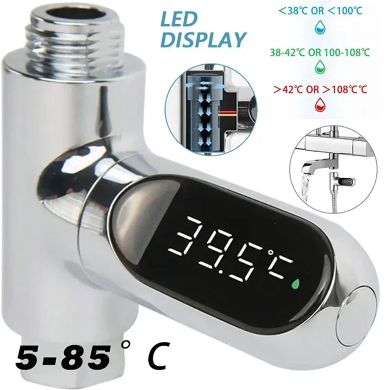 

LED Digital Shower Thermometers ℃/℉ Bath Temperature Monitor 360° Rotatable Home Shower Water Temperature Meter For Kids Adult
