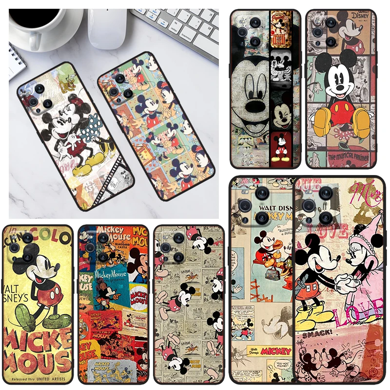 

Mickey and Minnie Disney For OPPO Find X3 X2 R17 Neo Lite R15 R9S F19 F15 F11 F9 K9 K5 Pro Plus 5G K3 Black Phone Case Capa