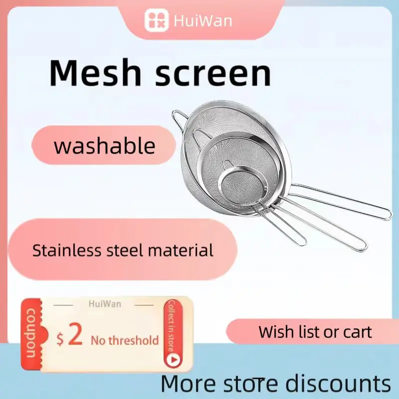 

YMCY Stainless Steel Fine Mesh Strainer Flour Sifter For Baking With Handle Flour Sieve Sifter Baking Accessories