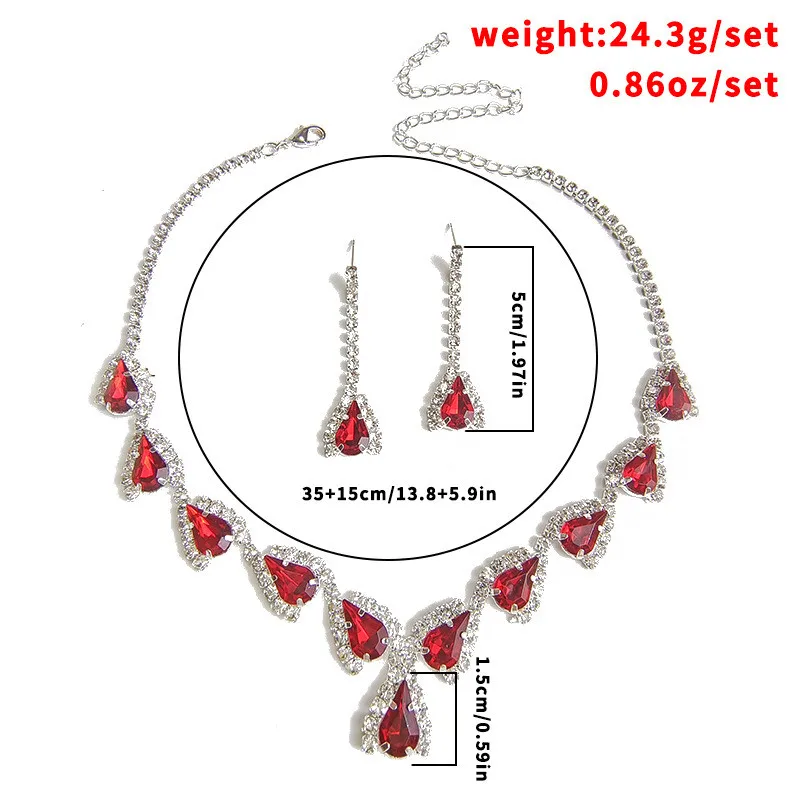 Fashion Colorful Crystal Ball Wedding Jewelry Set Ladies Accessories Flower Drop Rhinestone Necklace Earrings Bridal Jewelry Set