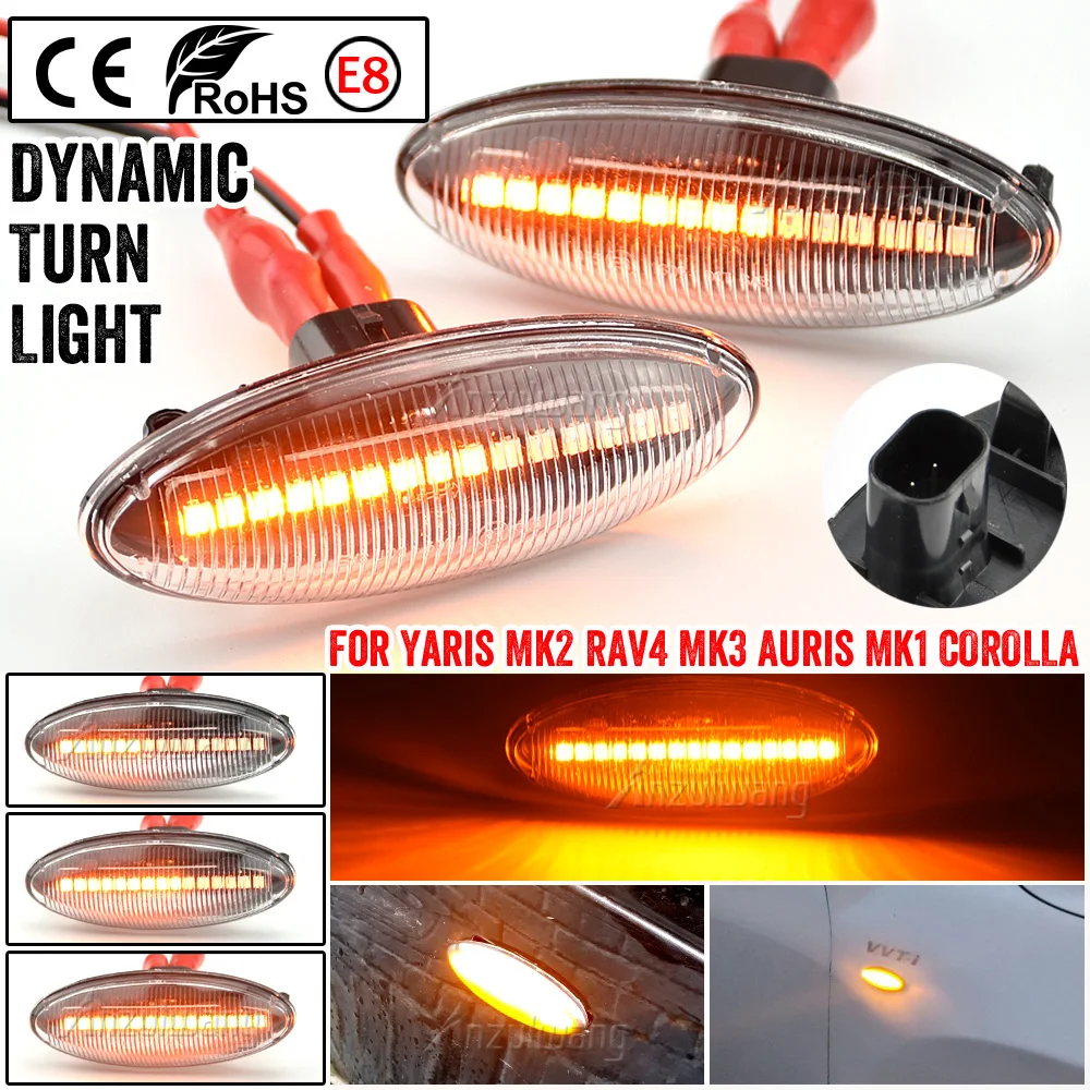

LED Car Dynamic Blinker Sequential Lamp Side Marker Turn Signal Light For Toyota Yaris MK2 COROLLA Auris Mk1 E15 RAV4 Mk3