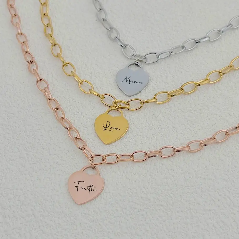 Ожерелье GUILING с кулоном в виде сердца гравировкой вашего имени ожерелье под заказ