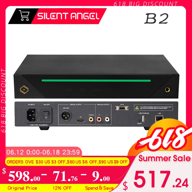 Silent Angel B2 Network Digital Music Player Decoder HIFI Amplifier Audio DAC Support Bluetooth Wifi AIR Online FM 24Bit 384khz