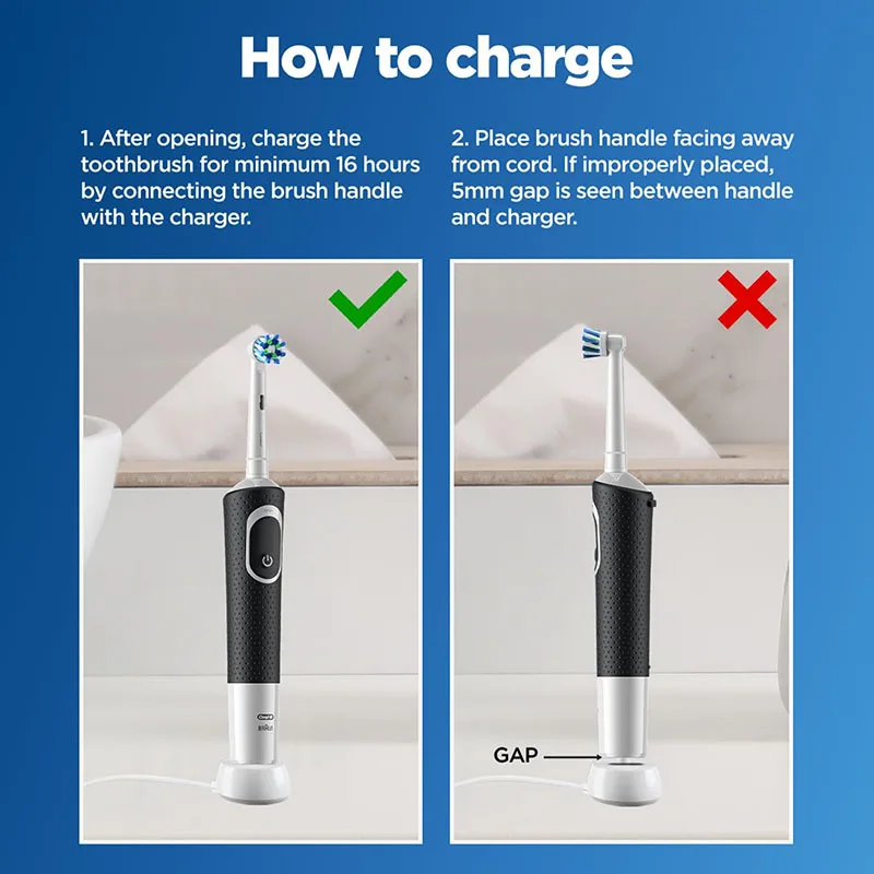 Oral B D100 akumulatorowa szczoteczka do zębów dla dorosłych Cross Action Clean Tooth 2D obrót witalność elektryczna timer wodoodporny