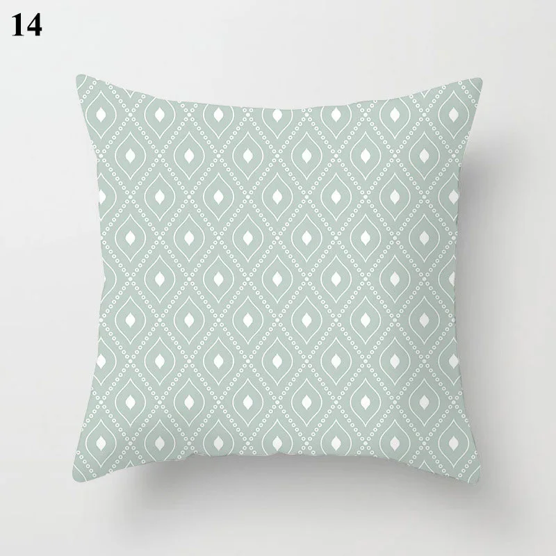 Наволочка Boho Mint Green для декоративной подушки, чехол с геометрическим принтом, 45х45 см, подушки для бросания на диван или кресло.