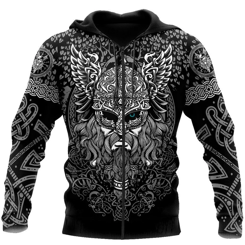 

CLOOCL Fashion Popular Viking Tattoo Zip Hoodie 3D Graphics Harajuku Casual Pullover Pocket Zip Hoodie Streetwear Drop Shipping