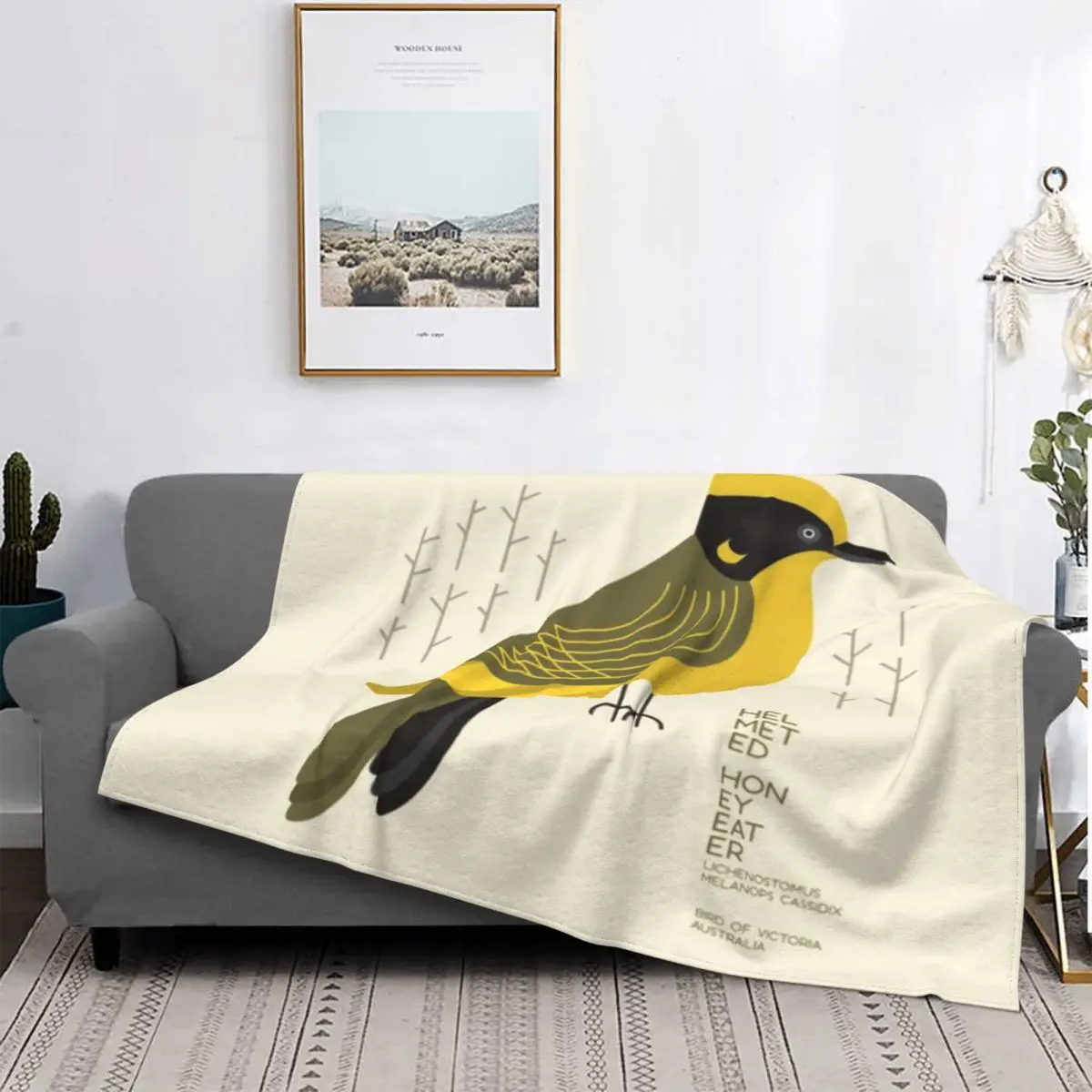 Ультрамягкое Флисовое одеяло Helmeted Honeyeater Bird Of Australia II