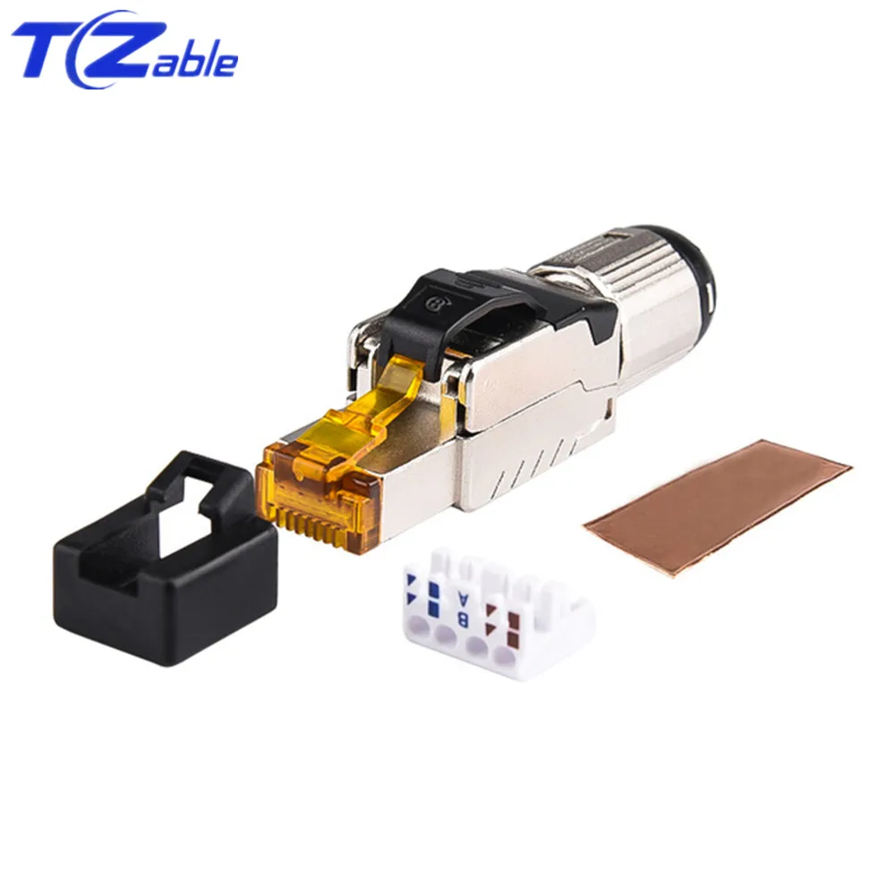 

Cat8 RJ45 Connector Metal Modular Plug 40Gbps Shielded Crimp Ethernet Cable Adapter RJ 45 Lan Cable Extension Network Plug Cat 8