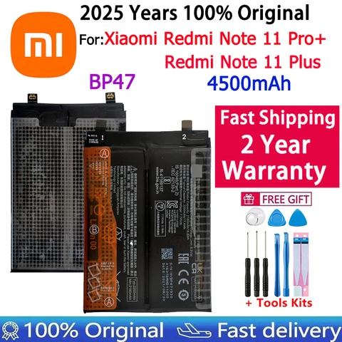2025 лет 100% оригинальный аккумулятор BP47 4500 мАч для Xiaomi Mi Redmi Note 11 Pro Note 11 + Note 11 Plus, сменные аккумуляторы для телефона