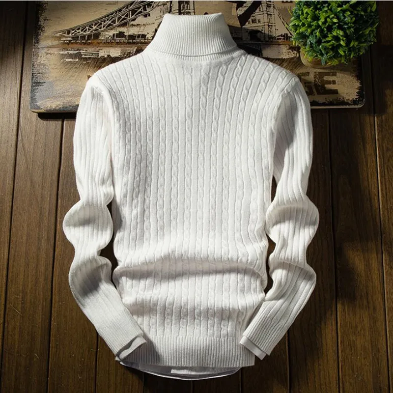 

Мужской трикотажный свитер с длинным рукавом и высоким воротом