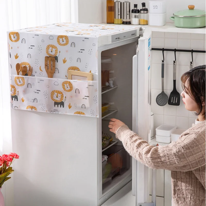 

9 Styles Printed PEVA Refrigerator Dust Proof Cover with Storage Bag Washable Household Microwave Machine Cover 55*130CM