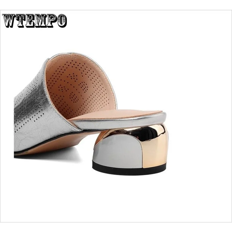 WTEMPO Summer Slippers for Women Fashion Pu Leather Thick Bottom Slides Non Slip Med Heel Sandals Wholesale Dropshipping