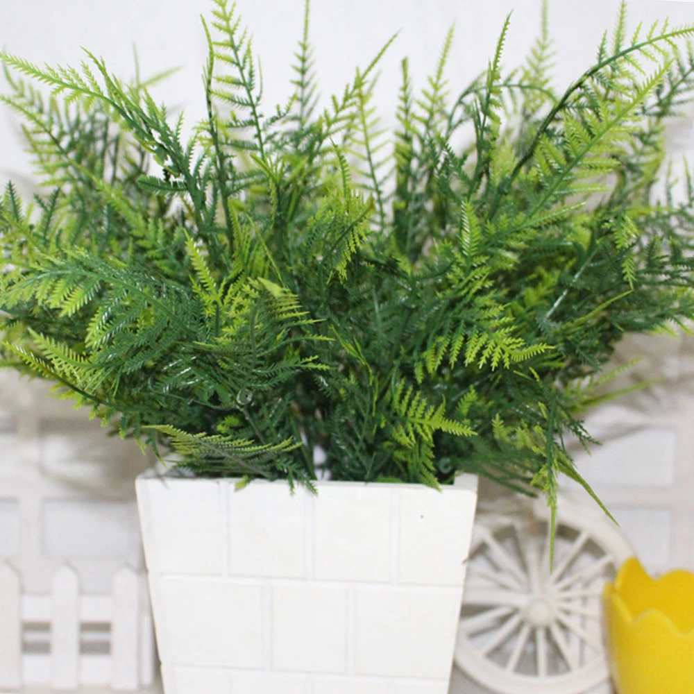 

Table Decors Artificial Plants High Quality Garden Porch Fern Bush Plants 7 Stems Home Office Plastic Green Artificial Asparagus
