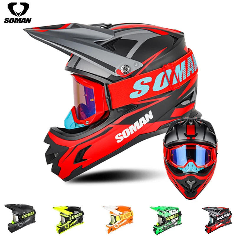 SOMAN Man Motocross Motorcycle Helmet ATV Cascos Para Moto Off Road Racing ATV Full Face Downhill Motorbike Dirt Bike Helmet MTB