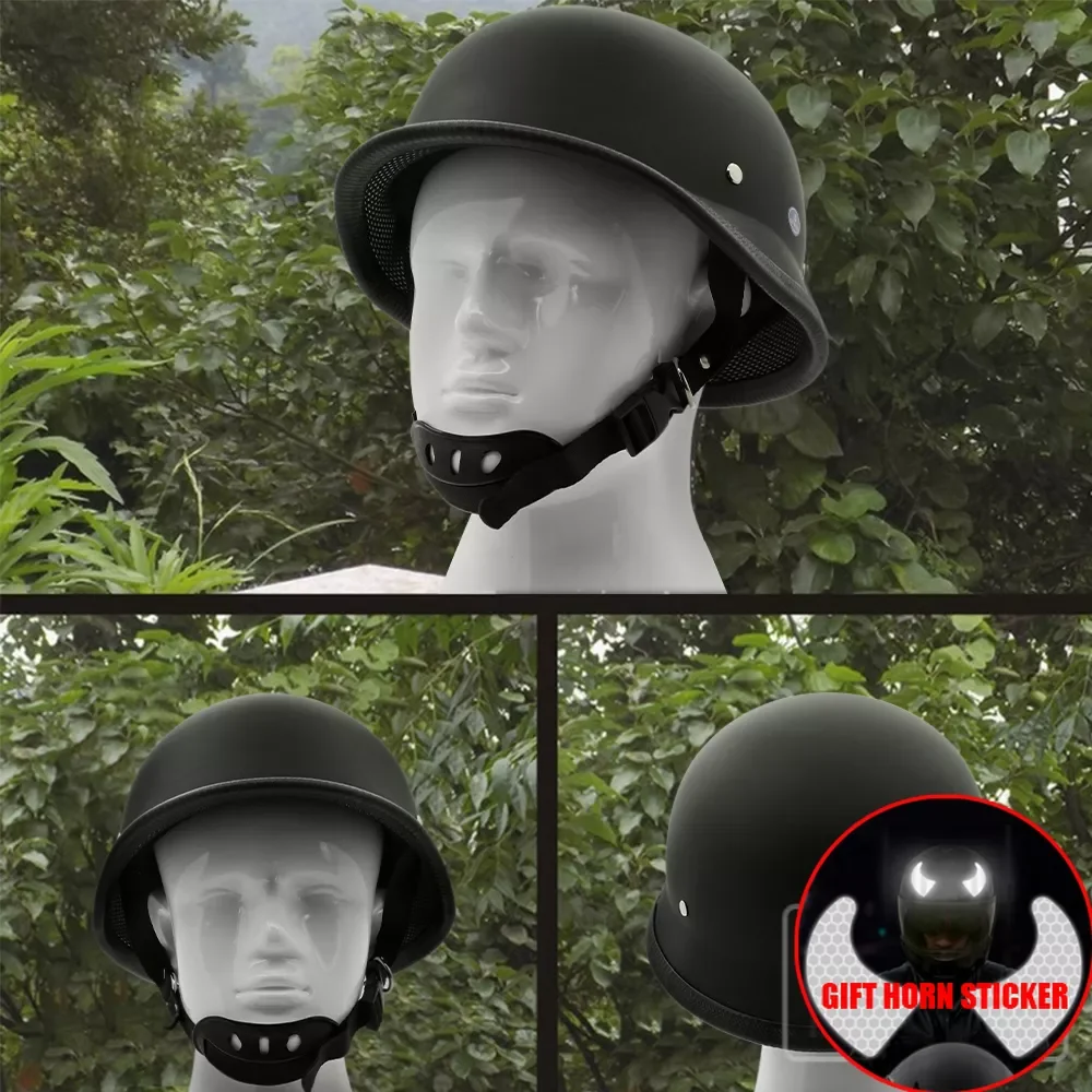 

Motorcycle Retro Half German Helmets Matte Black Half Face Helmet Chopper Cruiser Biker Helmets M/L/XL