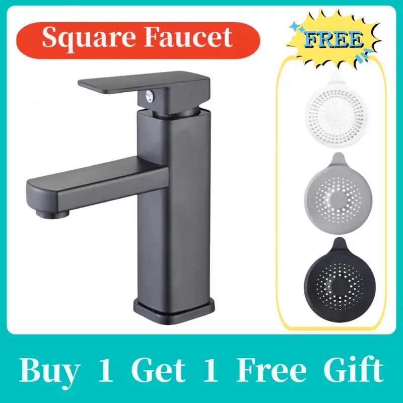 

Square Basin Faucet Stainless Steel Bathroom Basin Faucet Vanity Sink Mixer Hot & Cold Lavotory Tap Deck Mounted Washbasin Taps