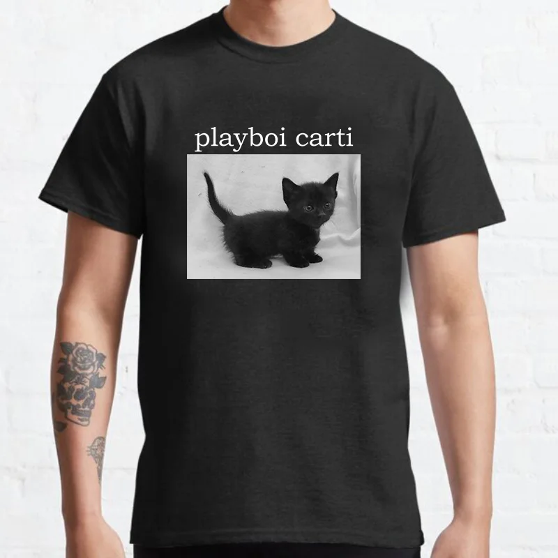 

Футболка Playboi Carti с мультяшным принтом милого кота, модная винтажная дышащая футболка в стиле Харадзюку для женщин и мужчин, кавайная одежда,...