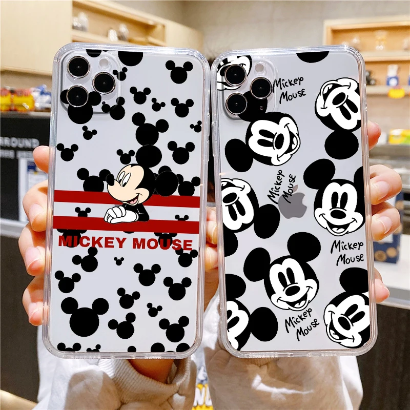 

Mickey Minnie Logo Transparent Phone Case For Apple iPhone 14 13 12 11 Mini XS XR X Pro MAX 8 7 6 Plus SE 2020 Cover Capa